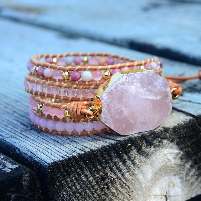 Amoria Bracelet – Bracelet Quartz Rose Doré Élégant