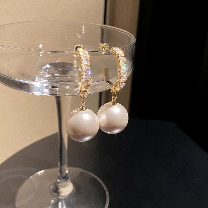 Delphine - Boucles d'oreilles luxe perle et zircone
