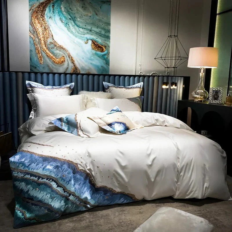 Whimsical Waters – Parure de Housse de Couette de Luxe en Coton Égyptien