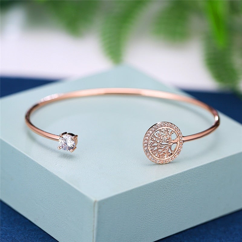 Elowen - Bracelet arbre de vie réglable en argent