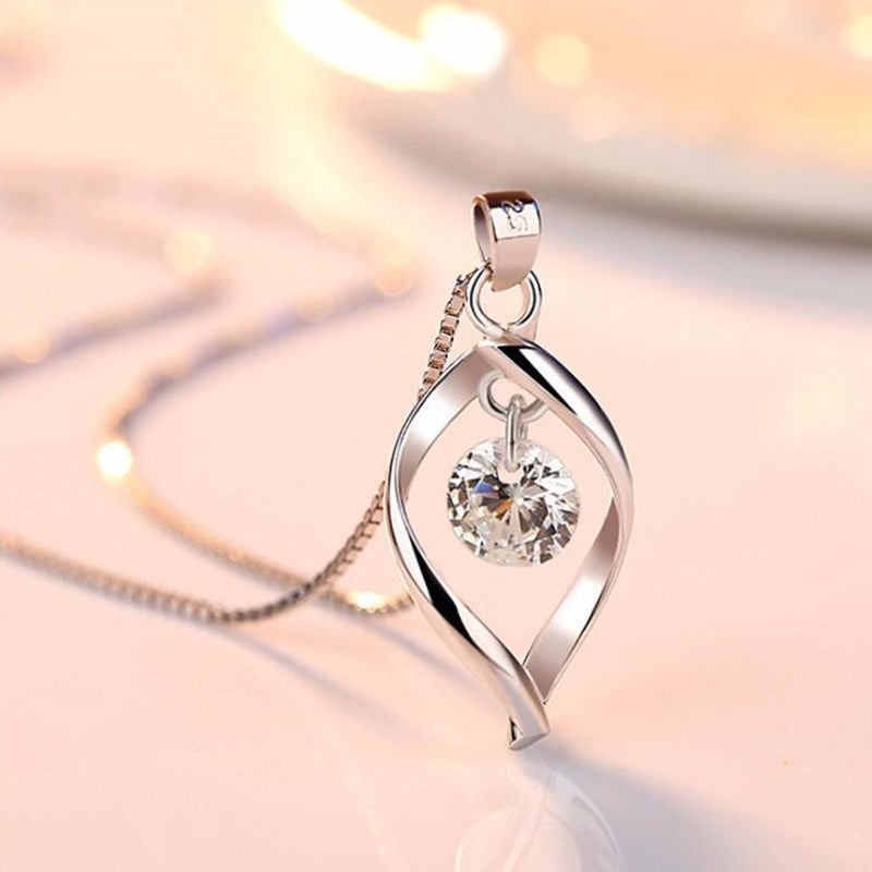 Elinor - Collier en argent pendentif zircone cristal