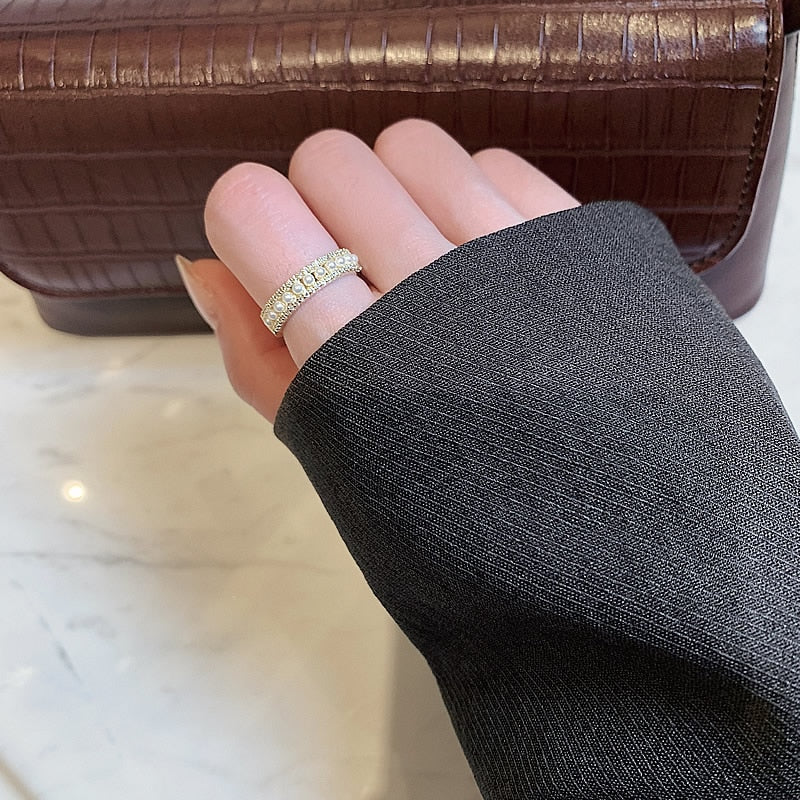 Martina - Bague dorée de luxe avec perle