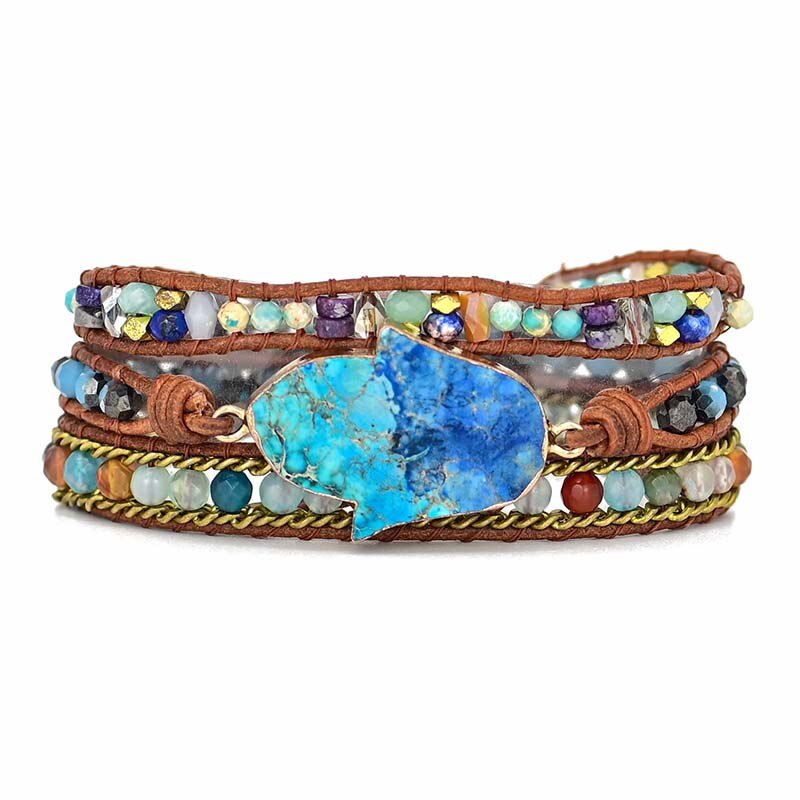 Soraya Bracelet Hamsa Turquoise – Wrap Boho Protection