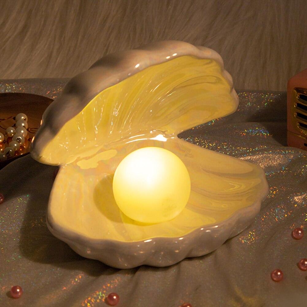 ShellGlow Lamp – Lampe Coquillage Élégante avec Perle