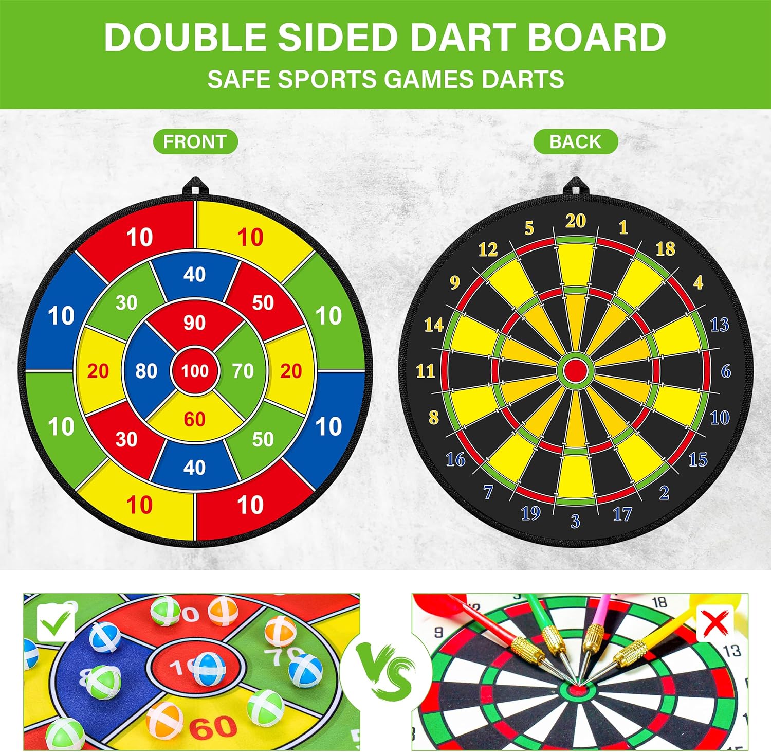 Jeu de Fléchettes Double Face | Améliorez Coordination et Mathématiques | Sécurisé et Portable pour Enfants de 3 à 12 Ans 4