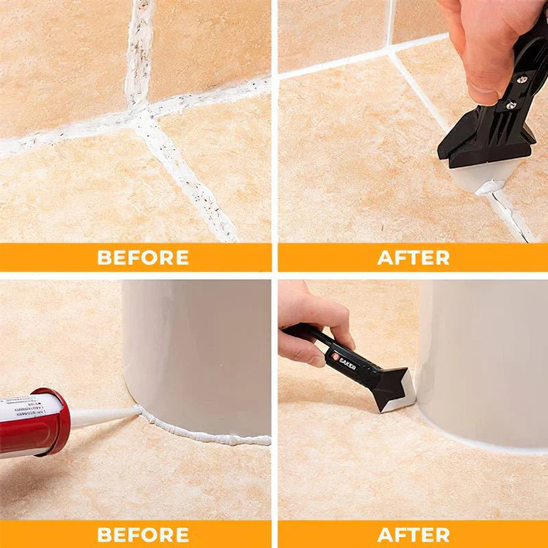 Kit Remover Pro | Outil 3-en-1 pour Retrait de Mastic avec Embouts Personnalisables | Précision et Facilité d'Utilisation 1