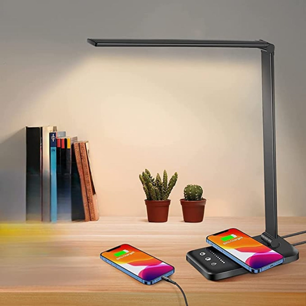 Lampe de Bureau LED Design avec Port USB et 5 Modes d'Éclairage | Éclairage Confortable pour un Espace de Travail Optimal 0