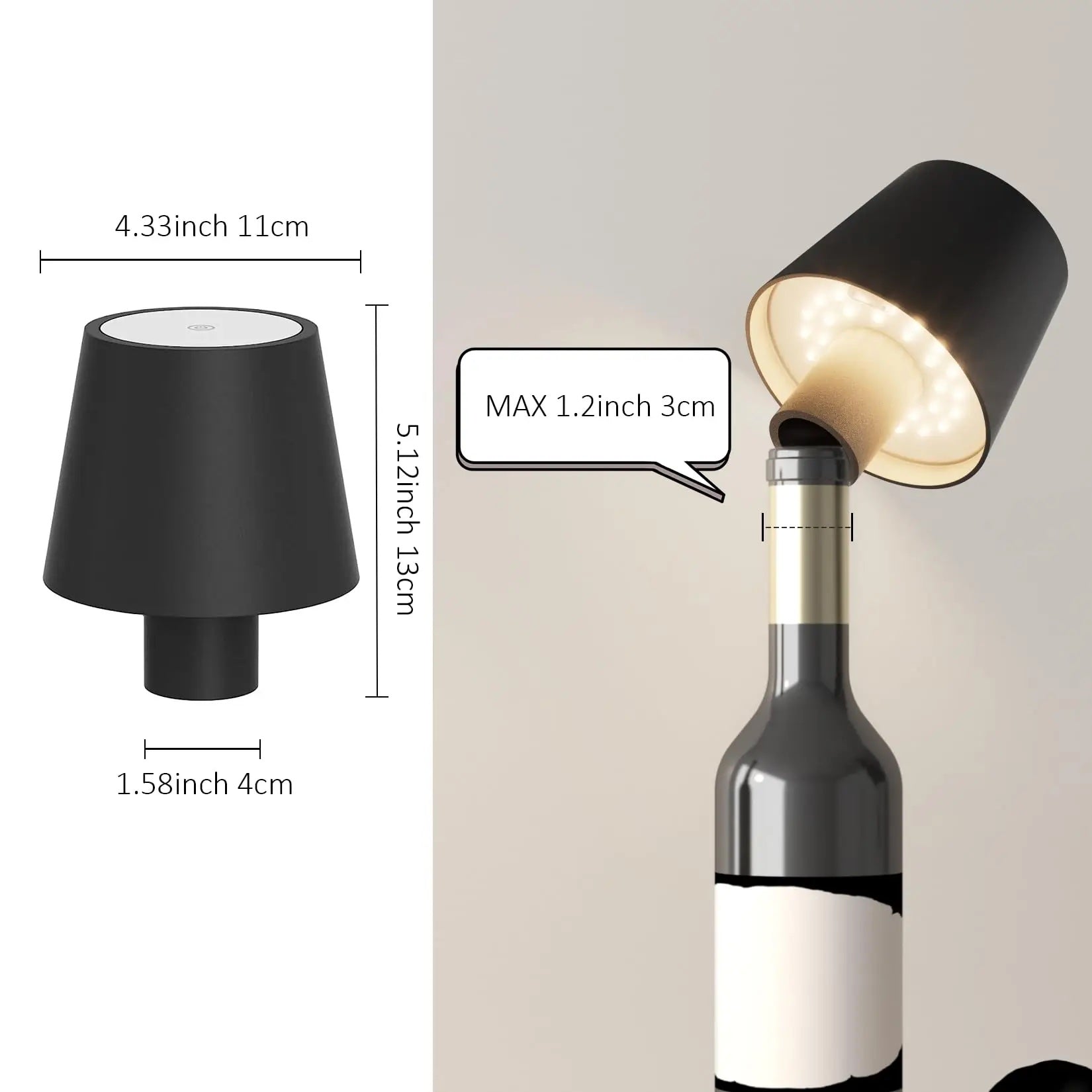 Bottlelight - Lampe de bouteille LED sans fil rechargeable
