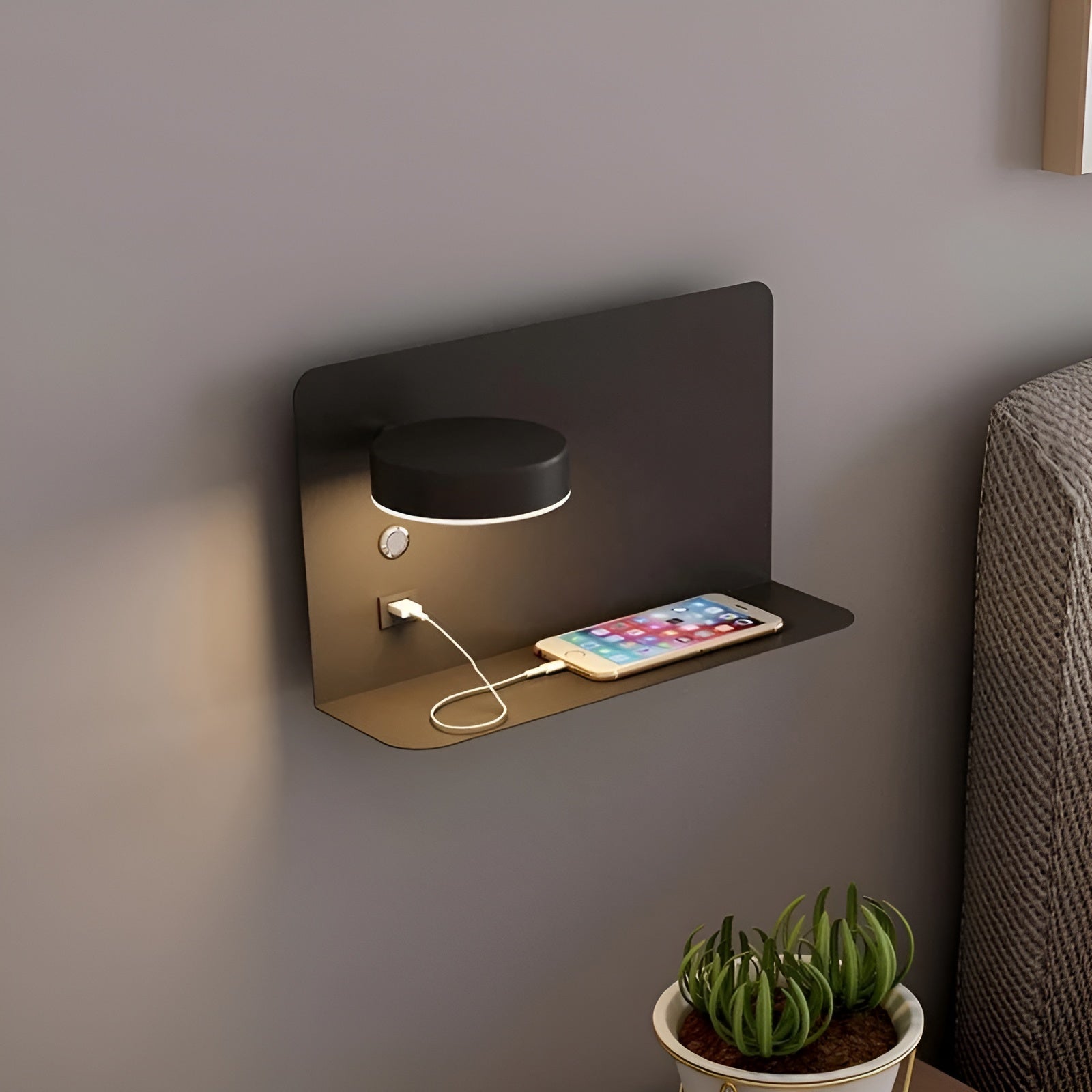 LumiCharge | Élégante Applique Murale Design LED Rechargeable avec USB 0
