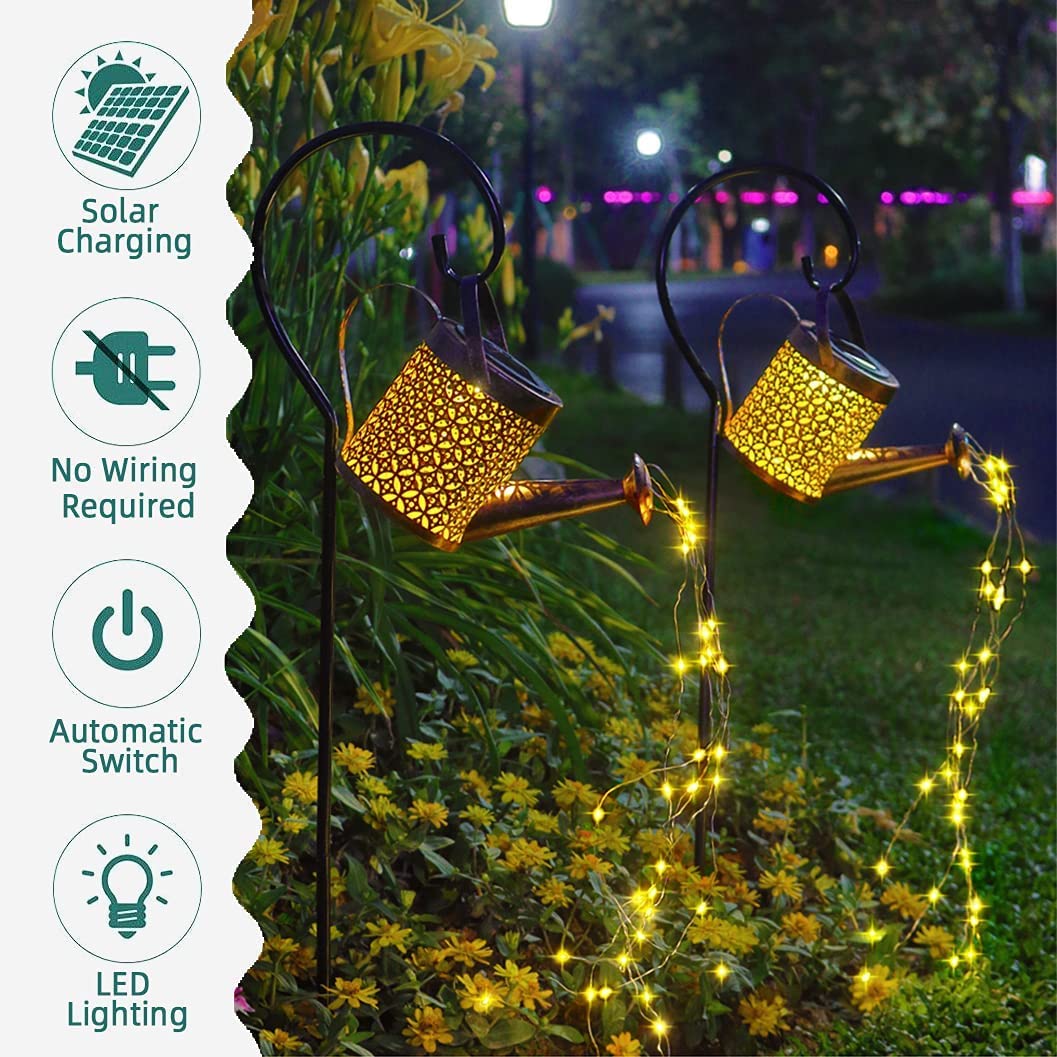 LumièreJardin | Charmant Arrosoir Solaire Décoratif en Métal 6