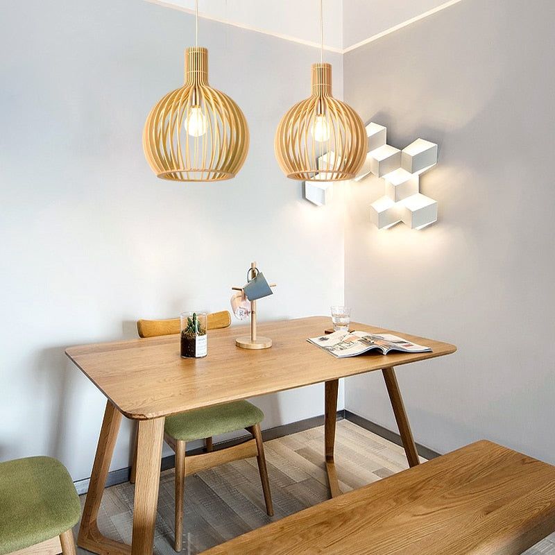 Luminaire Suspendu en Bois | Lampe Suspension Artisanale avec Lumière Chaude ? Ambiance Chaleureuse pour Cuisine et Bureau 0