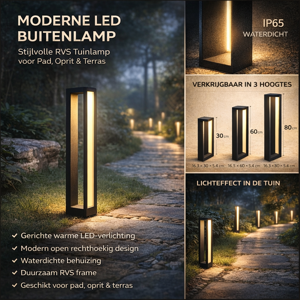 Luminara | Élégante Lampe de Jardin LED en Acier Inoxydable Étanche 3