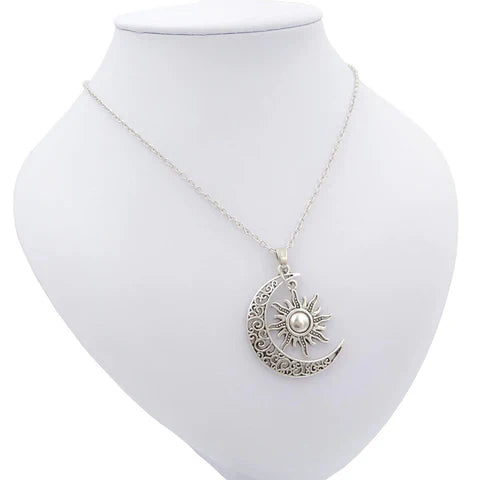 Collier Vintage Soleil et Lune - Double Pendentif Argent 925