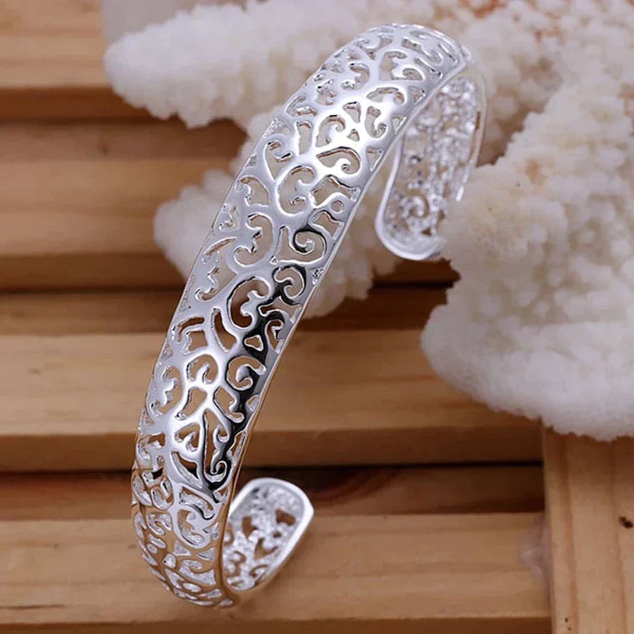 Bracelet Manchette Filigrane Argent - Design Unique