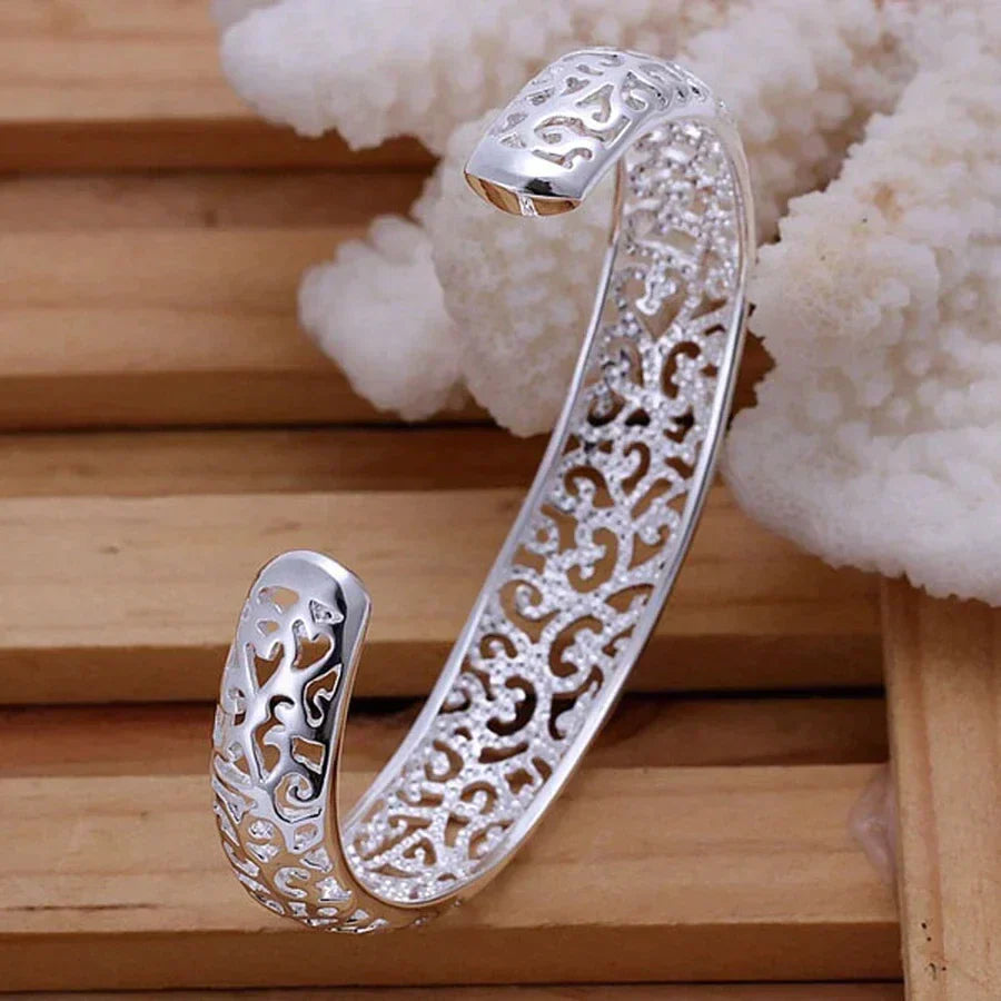 Bracelet Manchette Filigrane Argent - Design Unique
