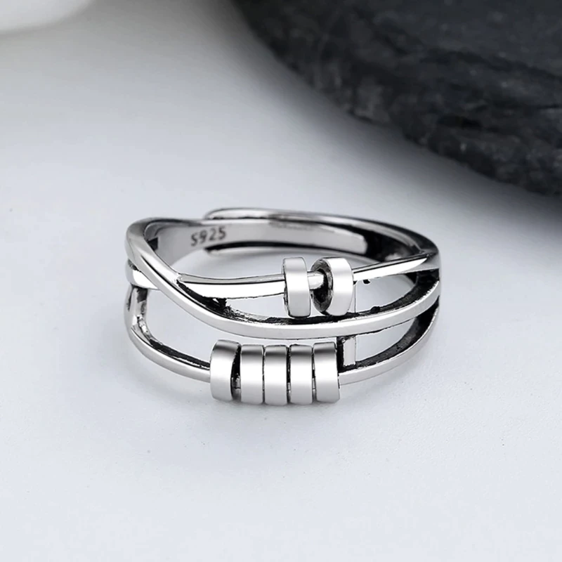 Bague Anti-Stress - Argent 925 Réglable Unisexe