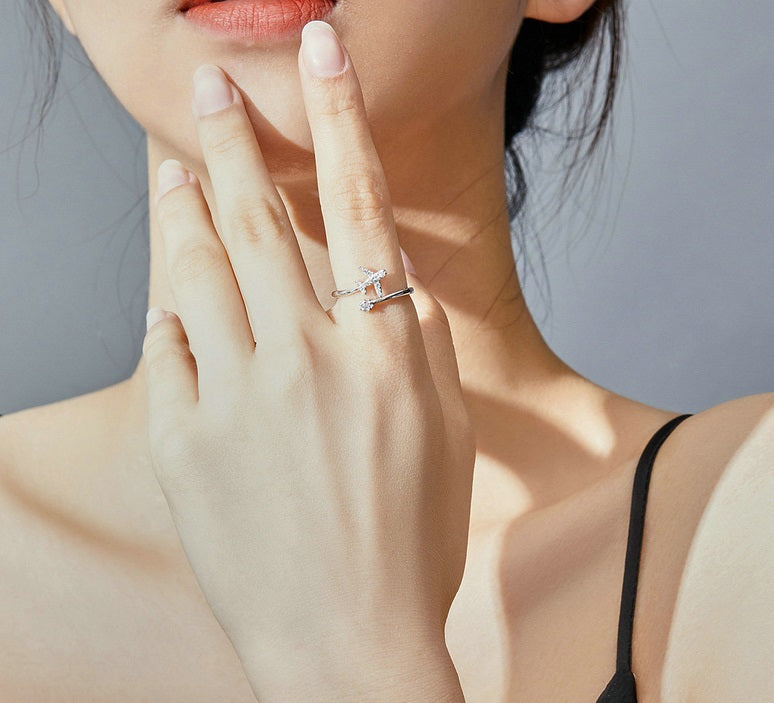 Bague Avion Unique Design Exquis - Argent 925