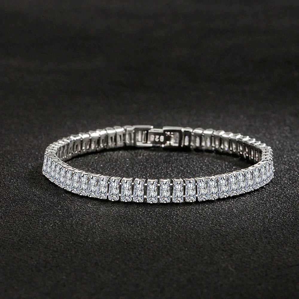 Bracelet Cristal Argent 925 Sterling Réglable Élégant