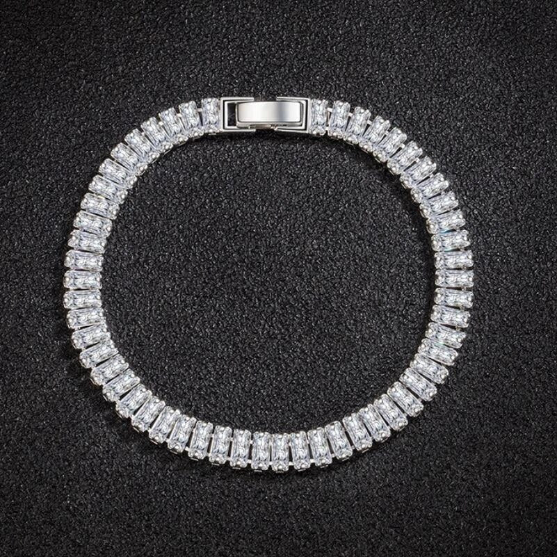 Bracelet Cristal Argent 925 Sterling Réglable Élégant