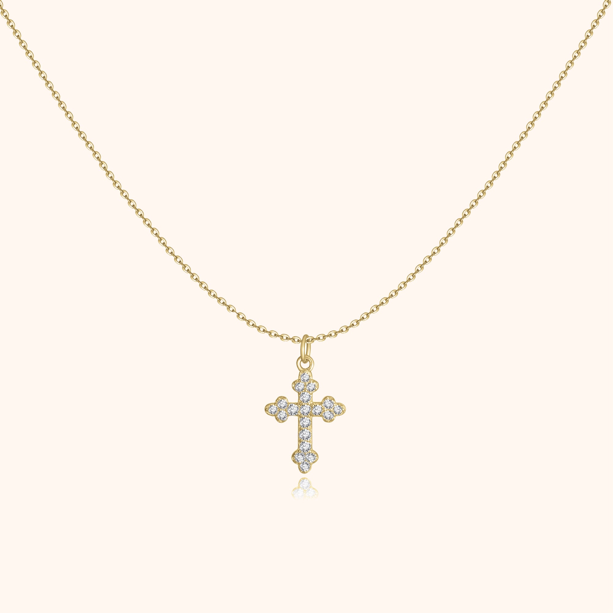 Clémence - Collier croix en zircone, argent 925 spirituel