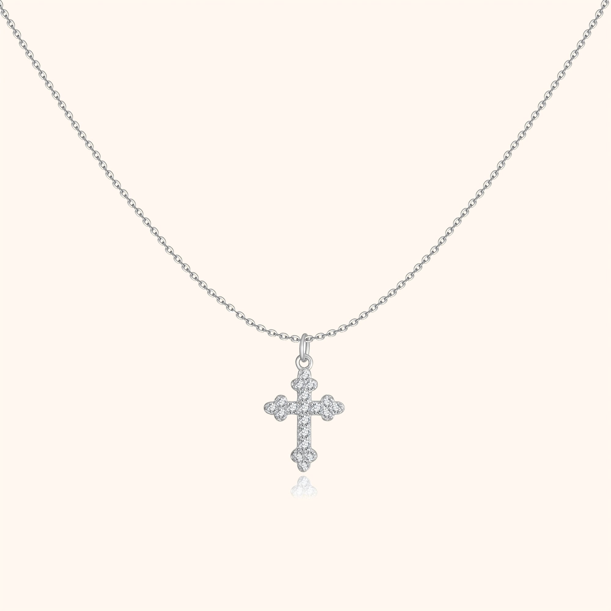 Clémence - Collier croix en zircone, argent 925 spirituel