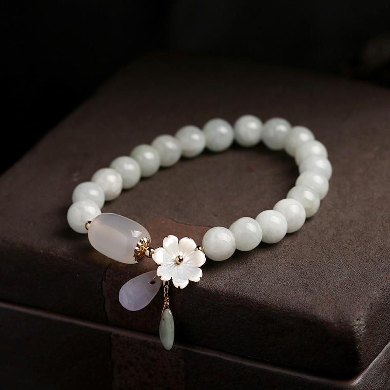 Serenity - Bracelet en jade, perles de jade vert naturel