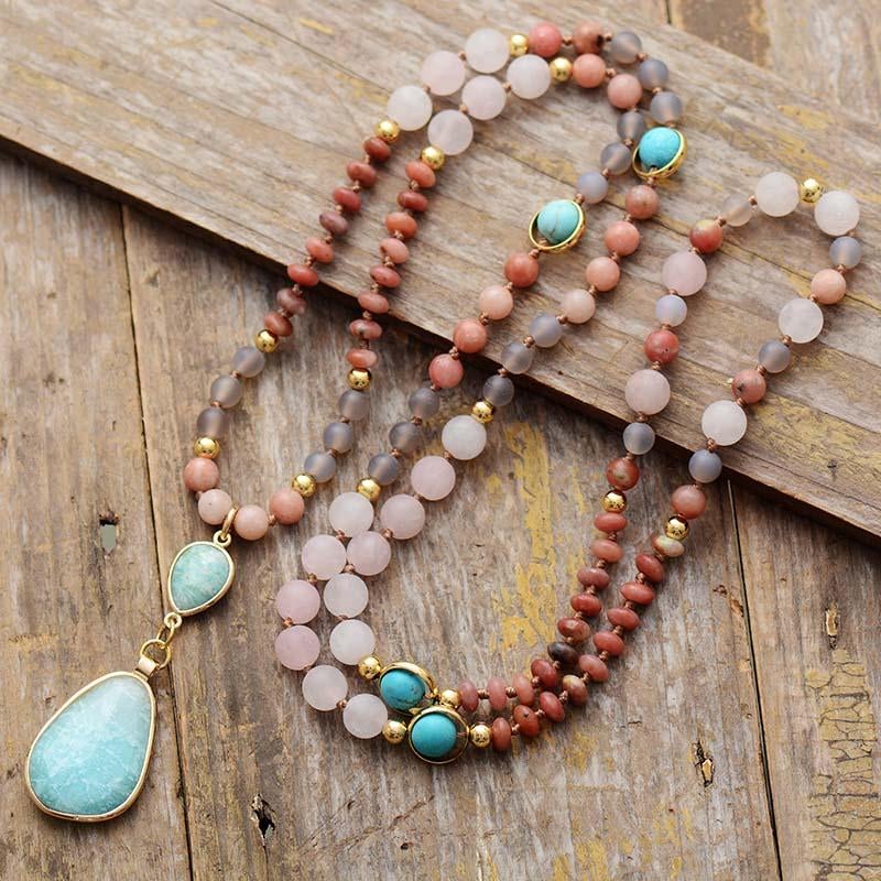 Aurielle - Collier mala pastel à 108 perles