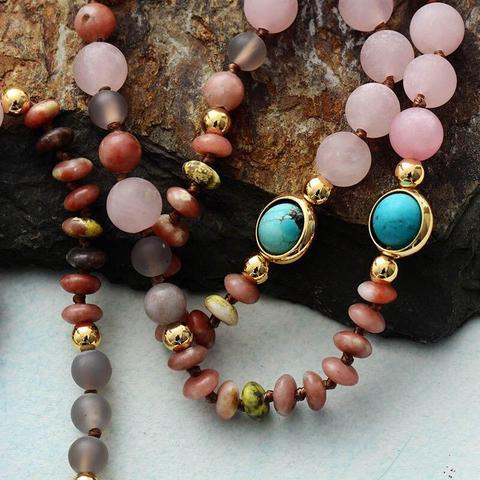 Harmony - Collier en quartz rose, pendentif en pierre rose