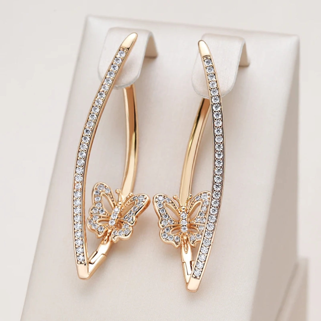 Boucles d'oreilles papillon scintillant élégantes