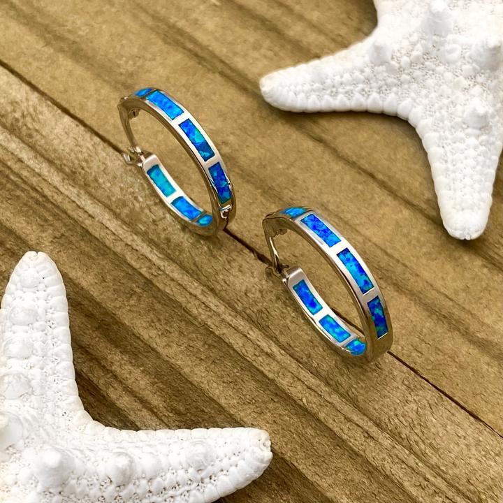 Mareva - Boucles d'oreilles en argent et opale océan