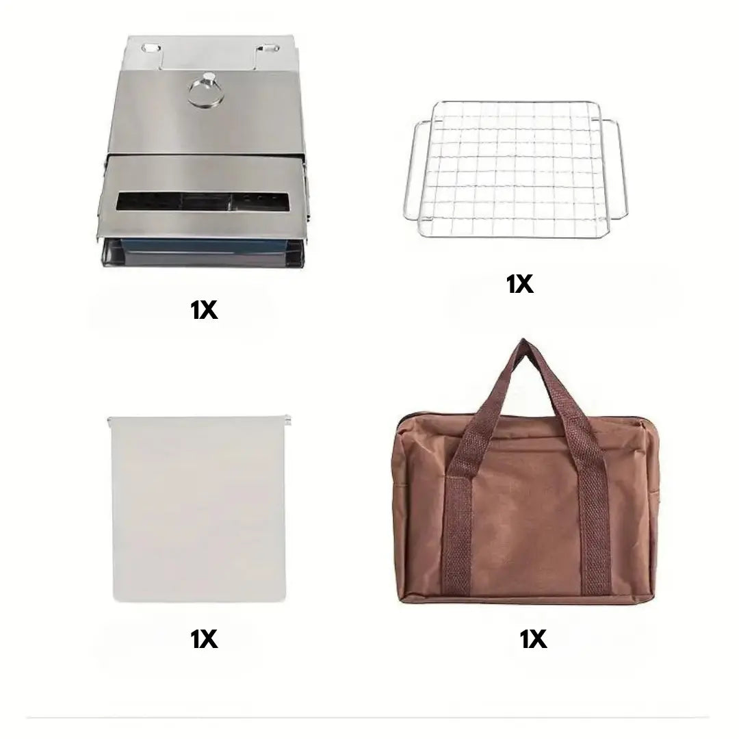 TrailFlame – Poêle à Bois Pliable Inox Stylé