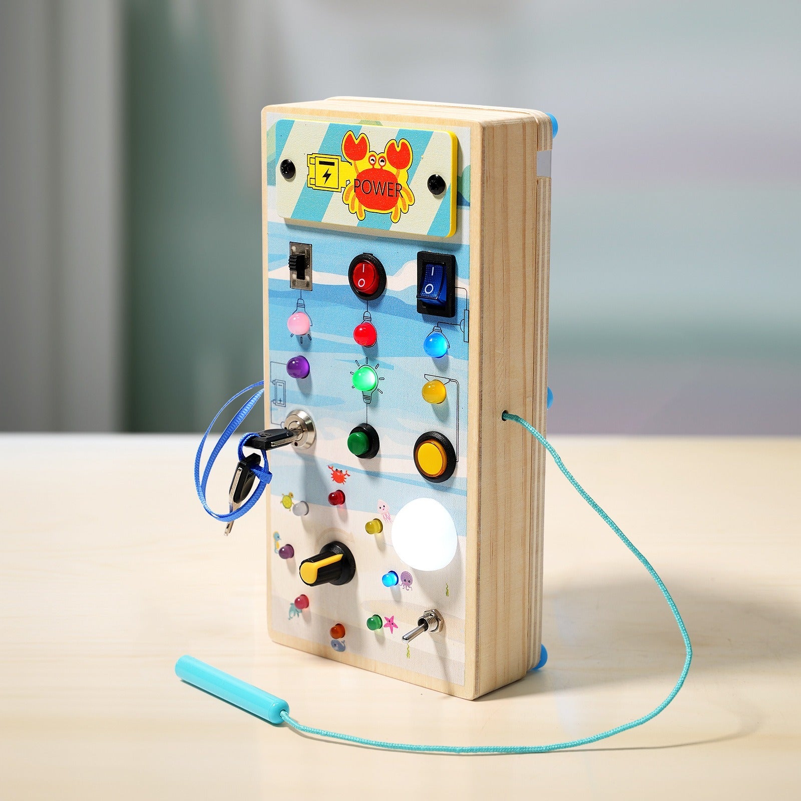 Plateau de Jeu Interactif en Bois | Jouet Éducatif avec 15 Lumières LED | Développement des Compétences pour Tout-Petits 0