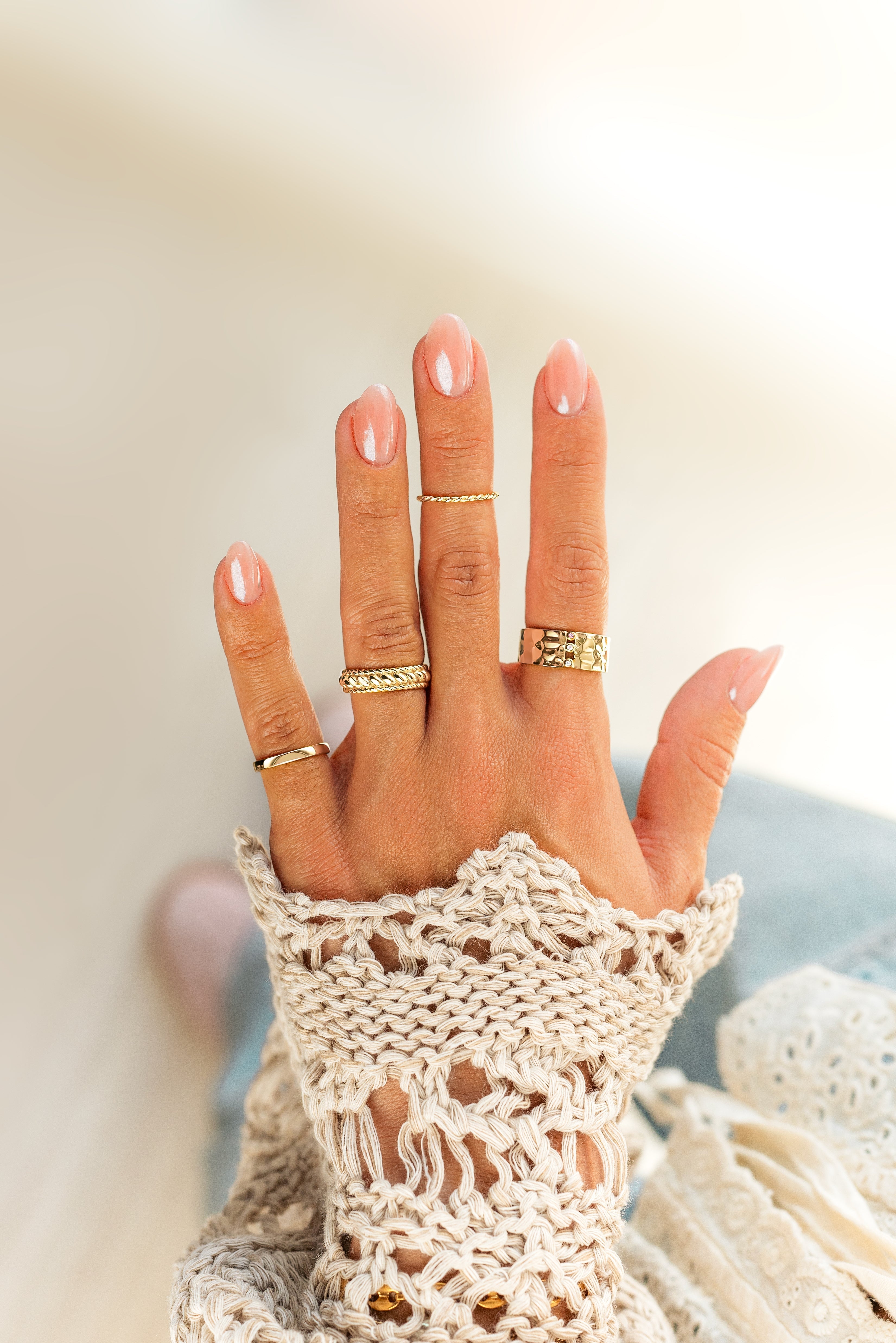 Nadine - Bague large en argent 925 plaqué or 18K, 6 tailles