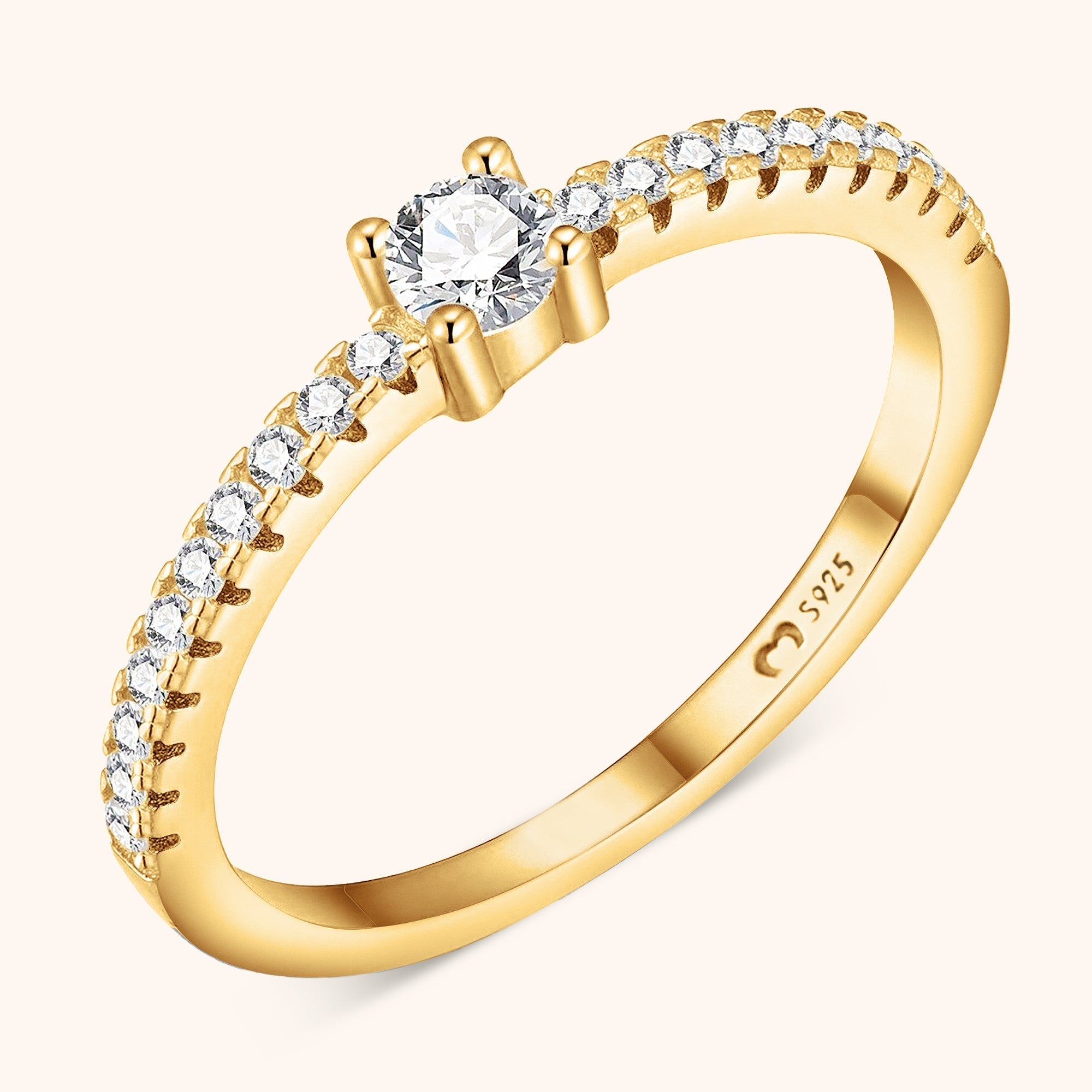 Sienna - Bague à la zircone centrale élégante et luxueuse