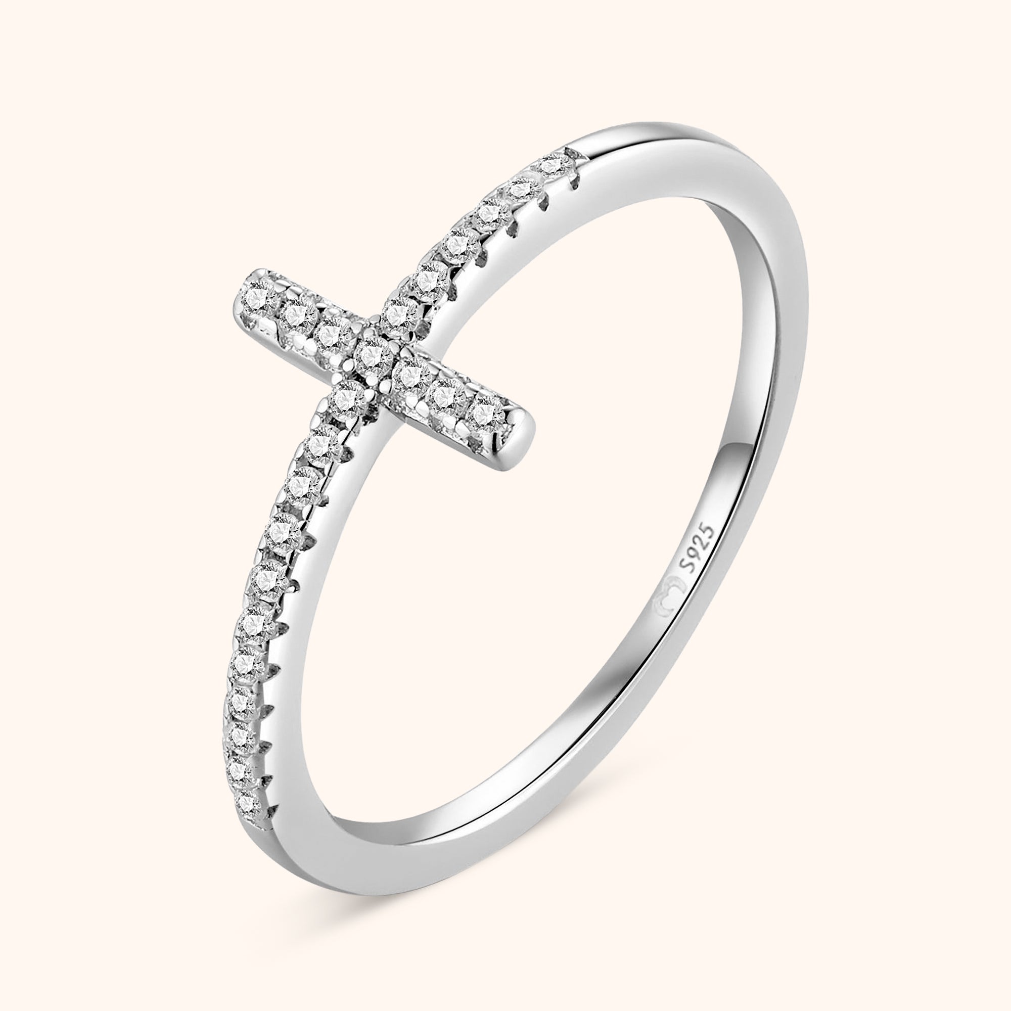 Faith - Bague croix en zircone, argent 925 alliant foi et style