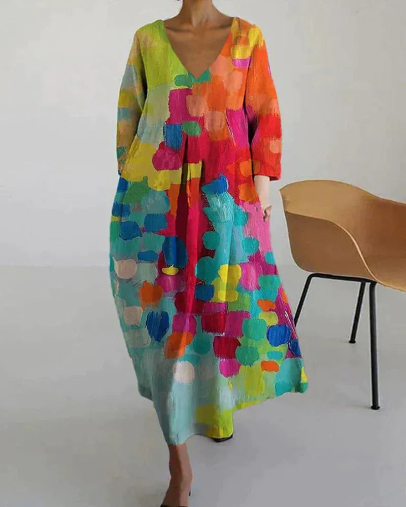 Robe D'Été Femme Colorée - Élégante Robe D'Été Longue pour Journées Chaudes 0