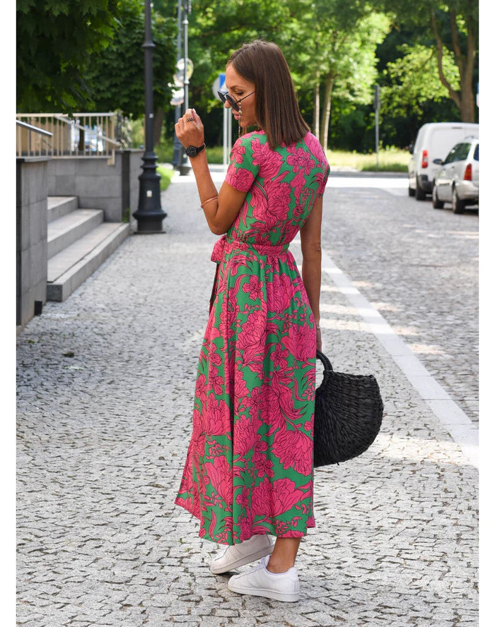 Robe Longue Cache-Cœur Femme - Élégante Robe de Soirée à Pois pour l'Été 5