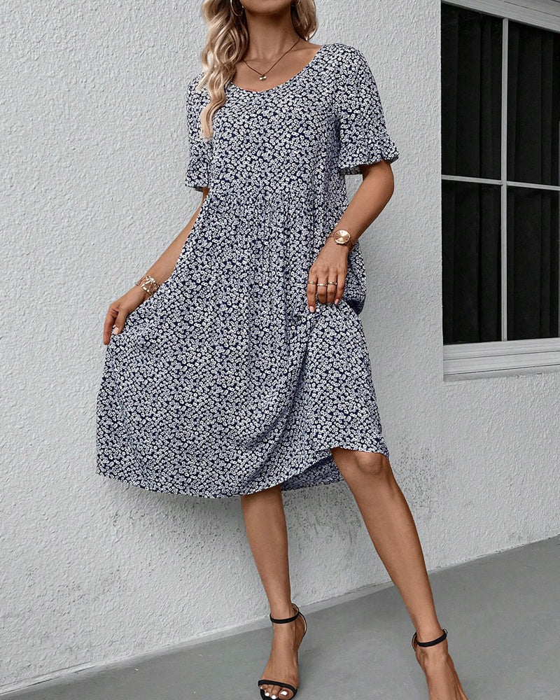 Robe Midi Fleurie - Élégante Tenue Polyvalente pour Femmes 0