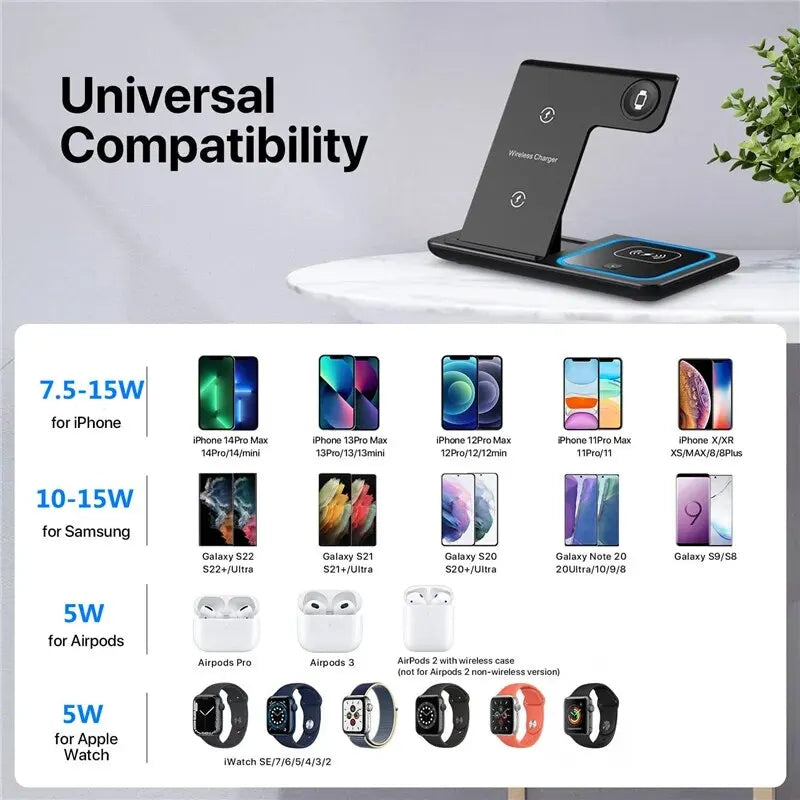 Sameza - Station de Charge 3-en-1 Sans Fil Pliable