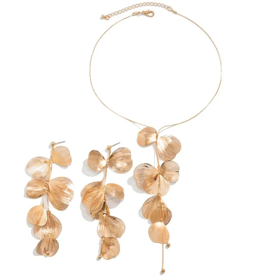 LeafElegance - Set pendentif feuille et boucles