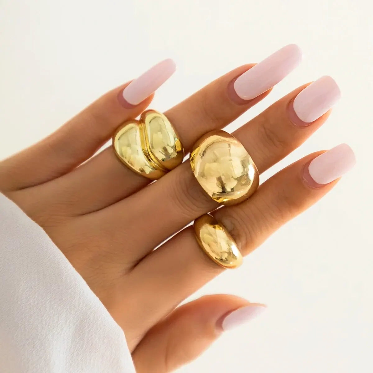 TrioGlam - Set de 3 bagues en métal brillantes