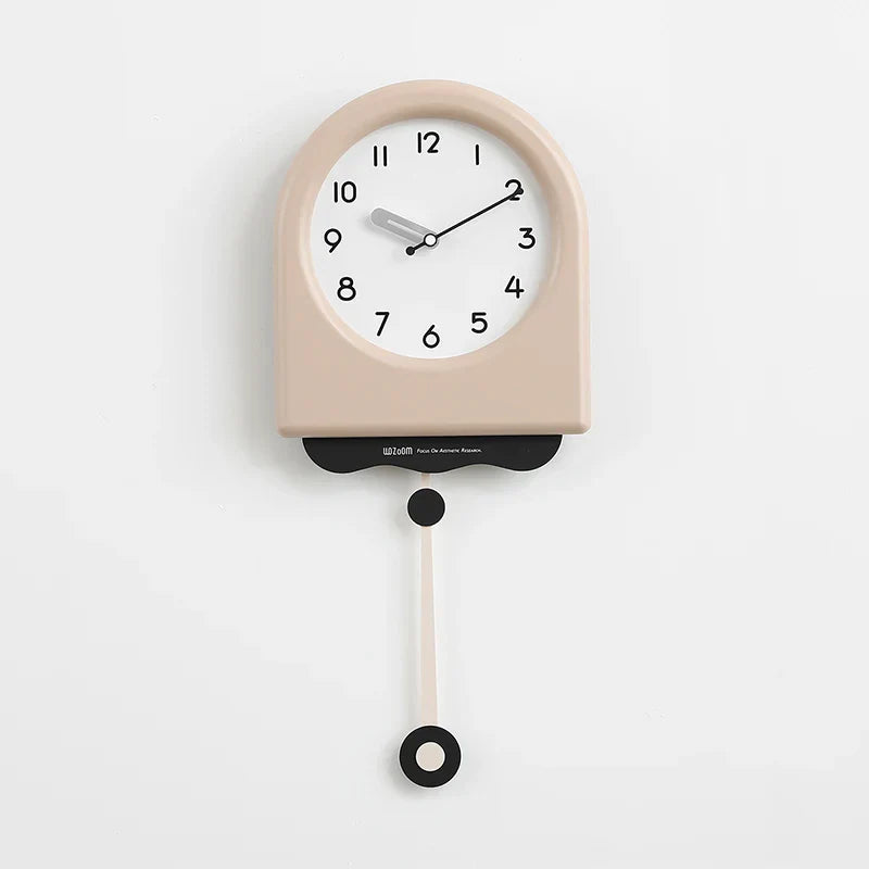 CremePendulum Clock - Horloge murale a pendule au design coreen moderne