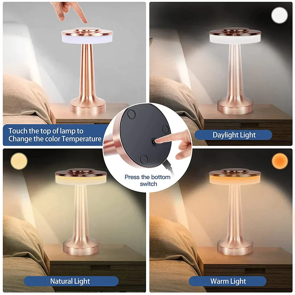 LumiCrest - Lampe LED rétro rechargeable sans fil