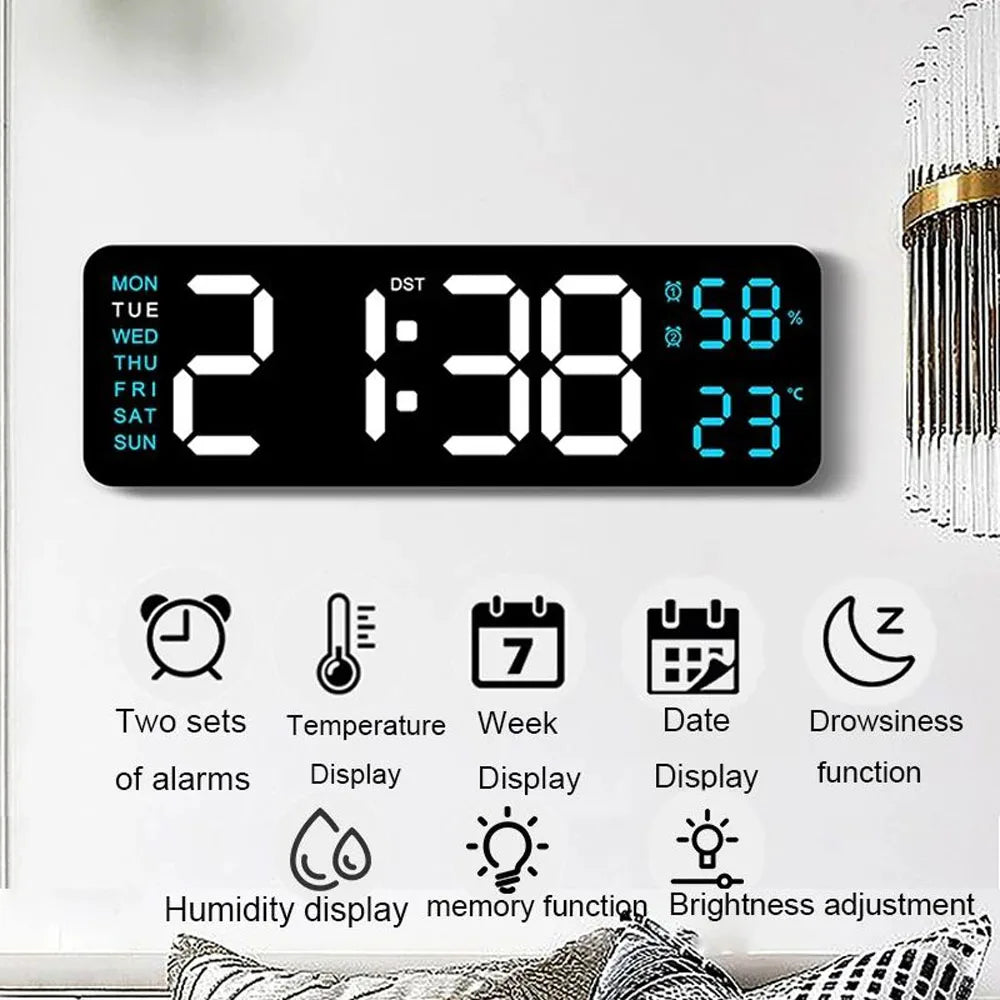 TimeGlow Clock - Réveil Numérique LED avec Température et Calendrier