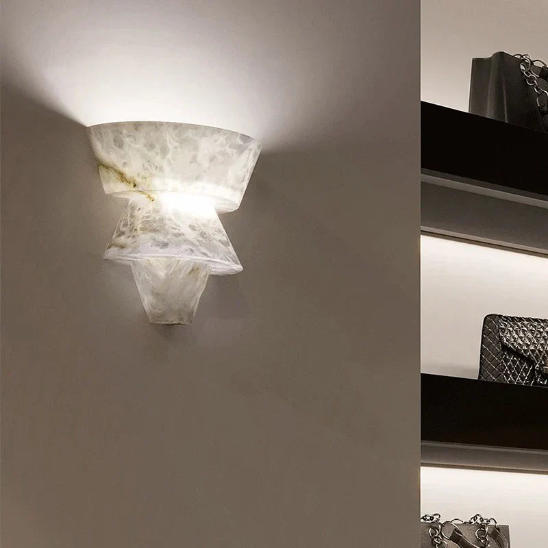 MarbleGlow - Applique murale en pierre naturelle au design minimaliste