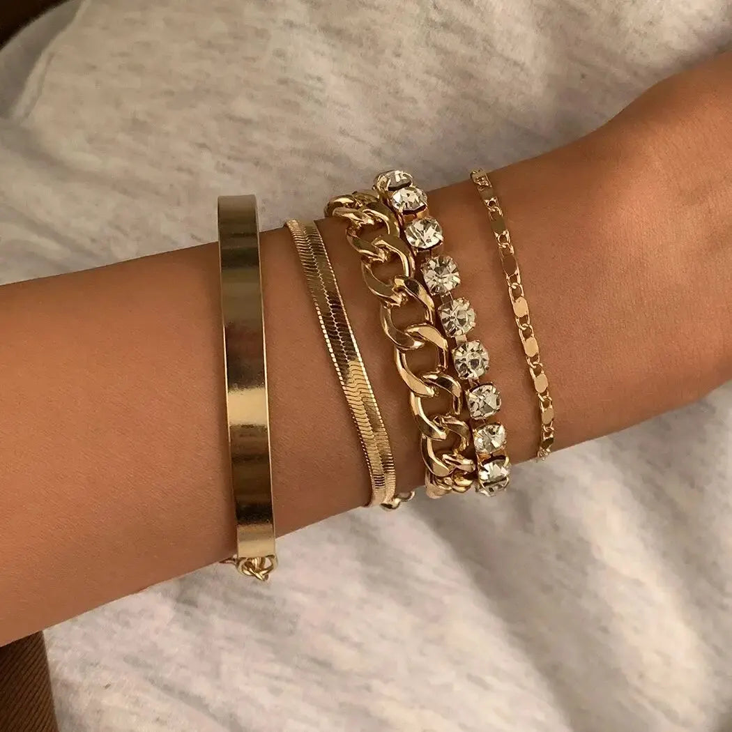 SnakeEdge - Set de 5 bracelets chaîne serpent