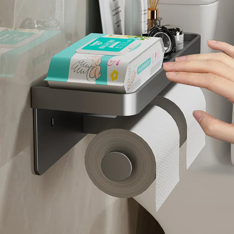 LuxeHold - Porte-rouleau de toilette multifonction élégant