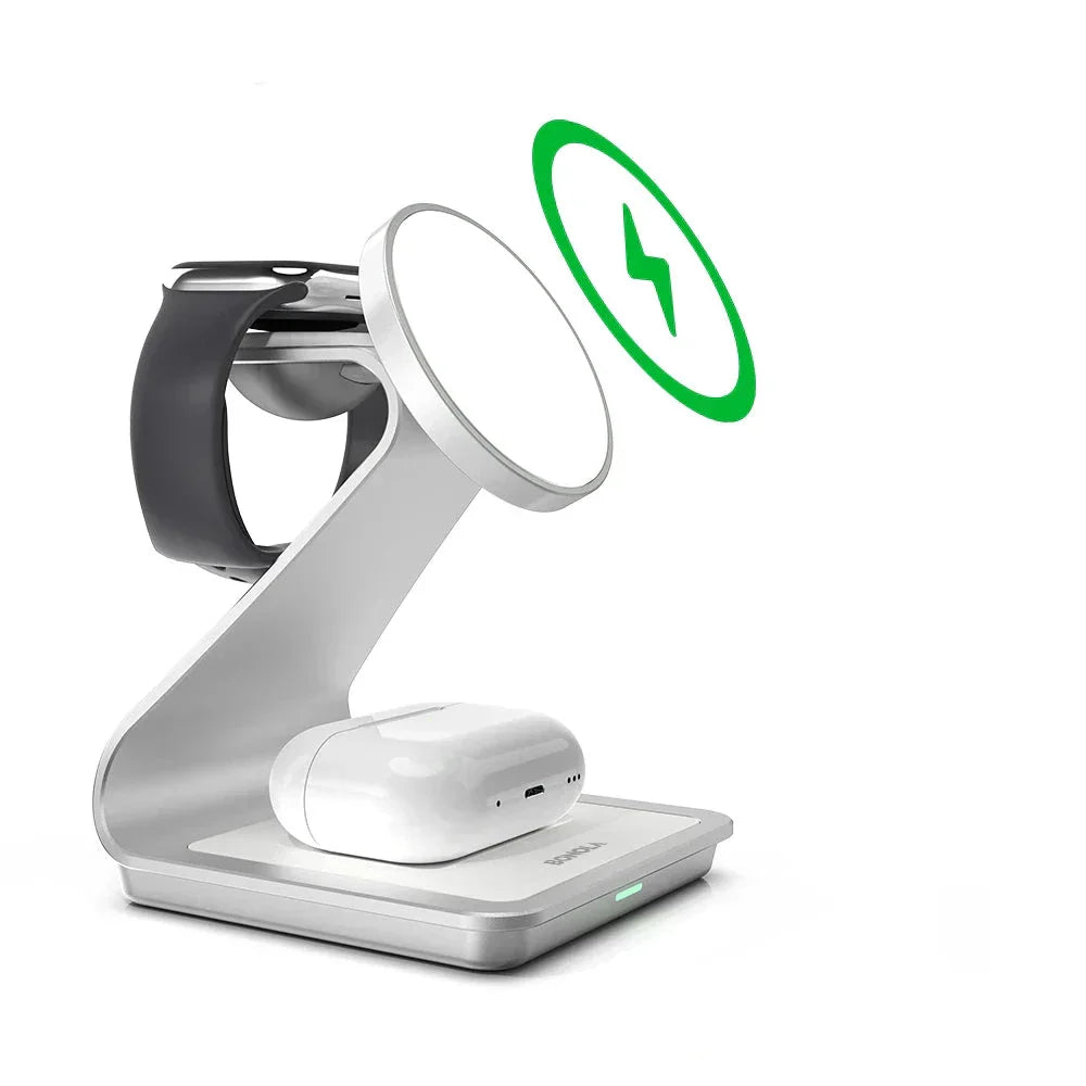 ChargeMaster 3-en-1 - Chargeur sans fil rapide 30W pour iPhone, Apple Watch et AirPods