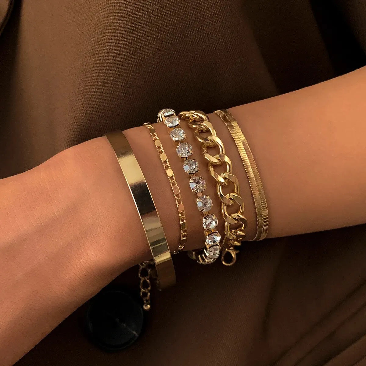 SnakeEdge - Set de 5 bracelets chaîne serpent