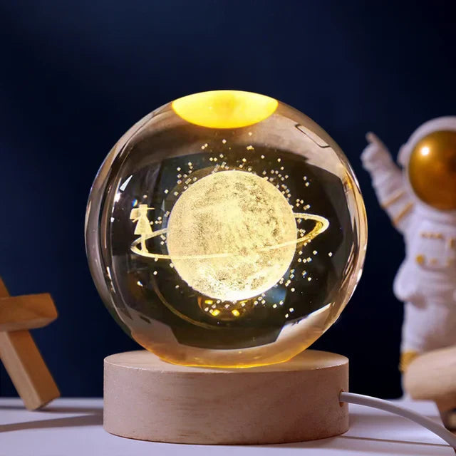 SpaceLume - Lampe boule en verre à motifs célestes